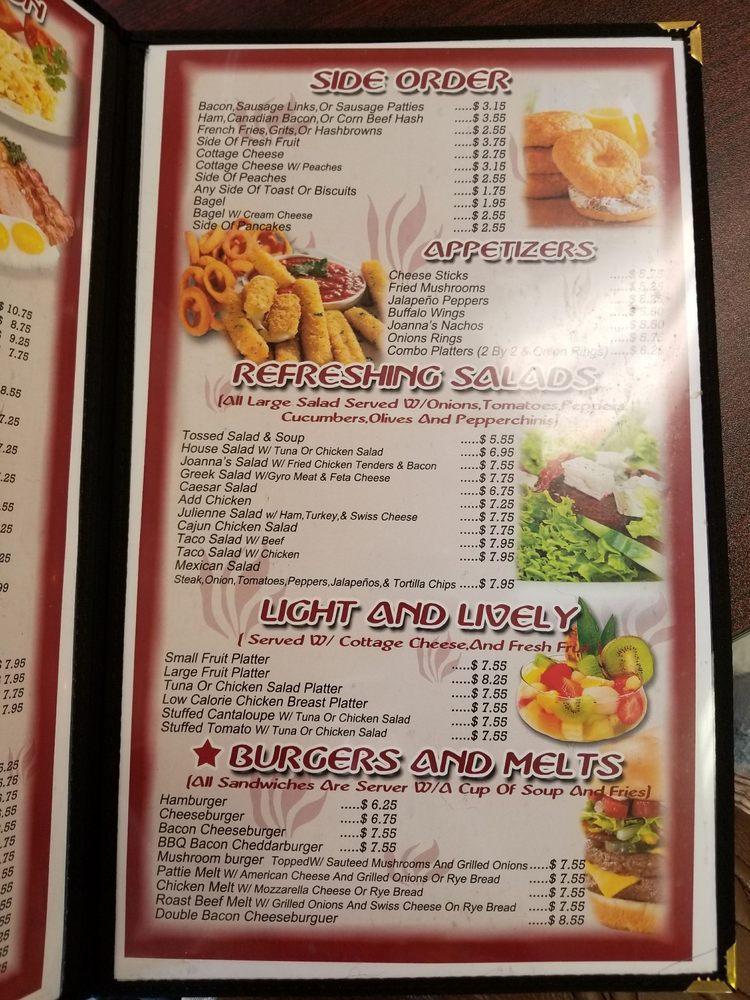 Joanna's Family Restaurant Menu - Image 1